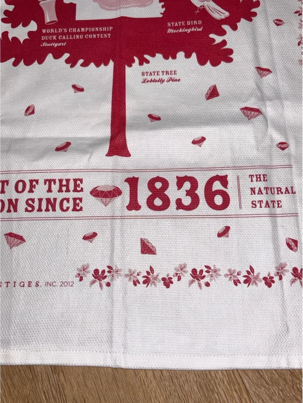 NWOT Vestiges Inc Arkansas State Souvenir Tea Towel Cotton Pique Dish Cloth d8